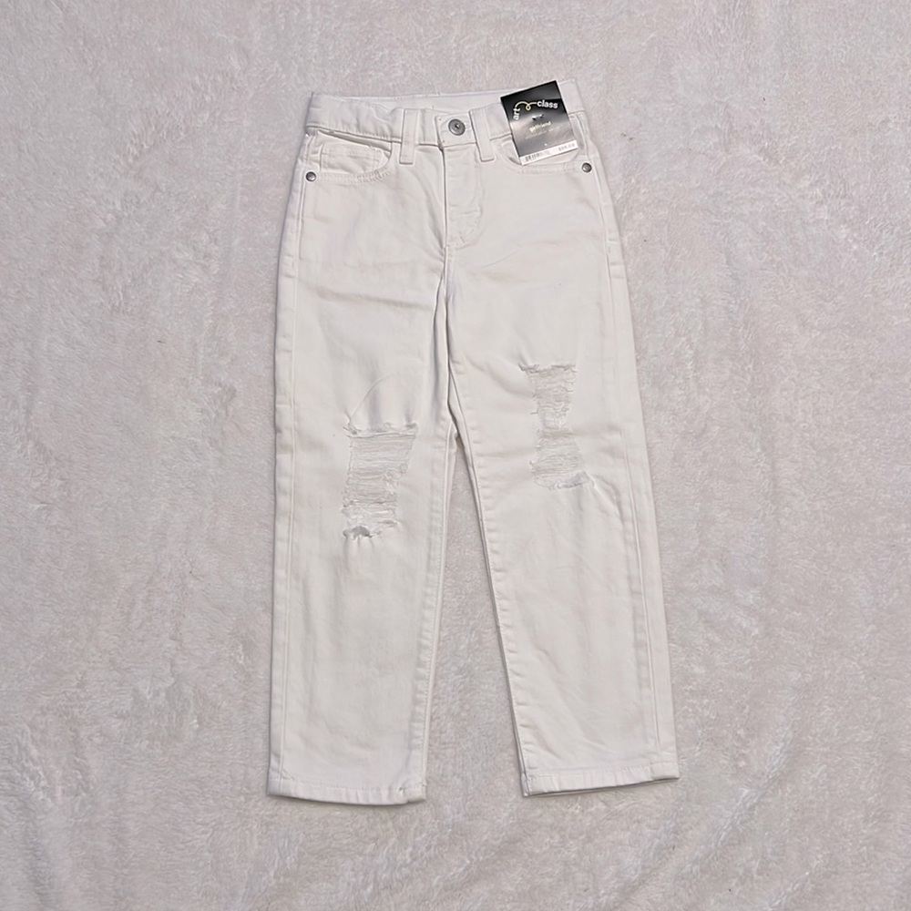Girls white distressed jeans, size 4, NWT!